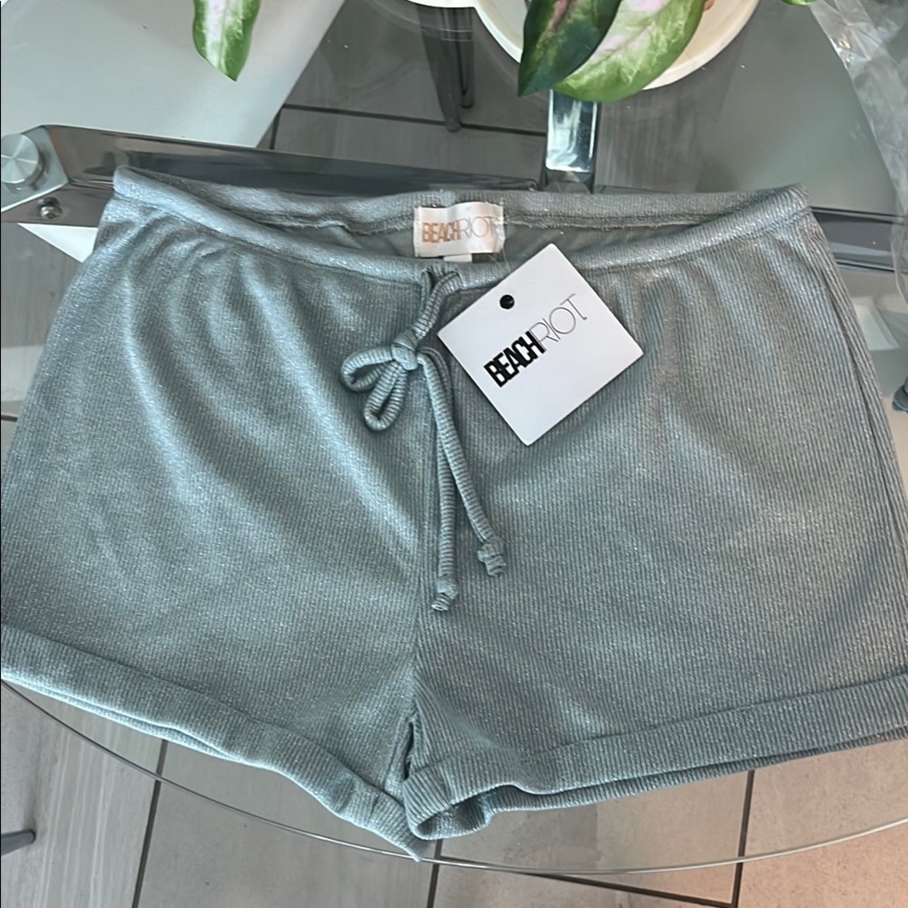 NWT Beach Riot Gray Glitter Lounge Shorts with Elastic Waistband